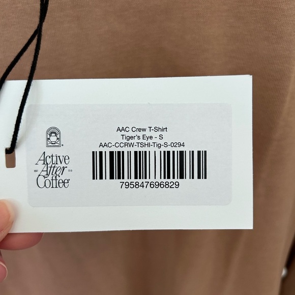 NWT Active After Coffee Crew T-Shirt Tan Unisex Size Small 100% Cotton oversized - Picture 9 of 12